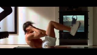 Christian Bale working out in American Psycho