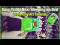 Easy Teddy Bear Sleeping on Bed | Cute Clay Art Tutorial