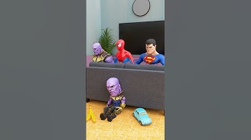 GTA V - Lil Thanos Turns off the TV to Spider-man and Thanos with Superman #gta