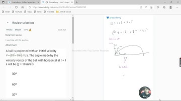 A ball is projected with an initial velocity v = 20i + 30j m/s . The angle made by the velocity