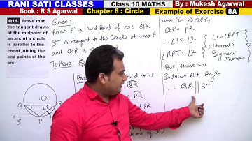 Class 10 Maths (Ex 8A  Example 11) CIRCLES (RS Agarwal 2019)
