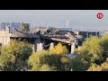 View of badly damaged building after missiles hit upscale area of Irbil, in northern Iraq