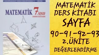 7Sinif Matemati̇k Meb Yayinlari Sayfa 90-91-92-93 2Üni̇te Değerlendi̇rme Matemati̇k Ders Ki̇tabi