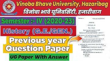 VBU UG Semester 4 History Generic Elective / General Previous Year Question Paper 2019-22