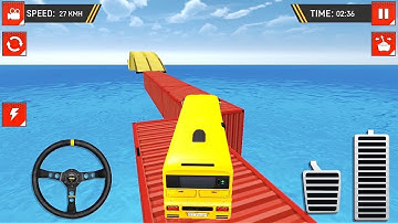 Impossible Bus Uphill Bridge Stunt Track Driving 3D Game || Bus Games || Stunt Game - Racing Bus