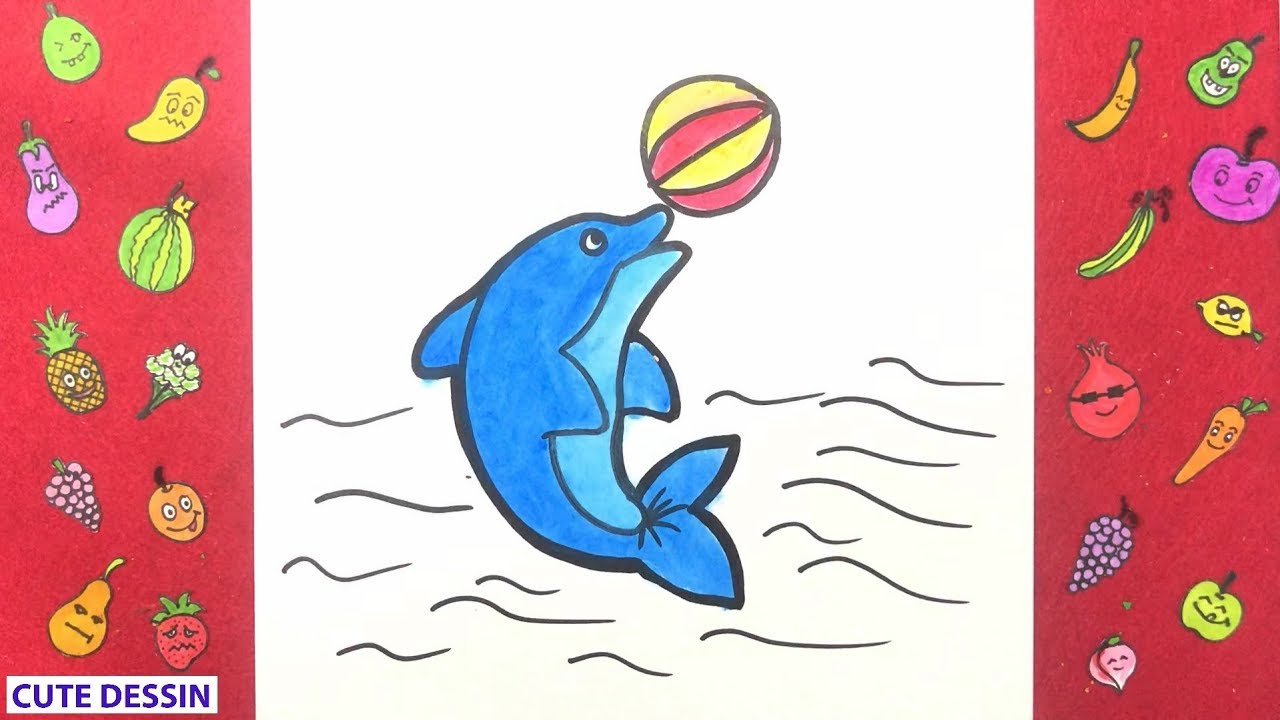 Comment dessiner et colorier un dauphin mignon facilement étape par
