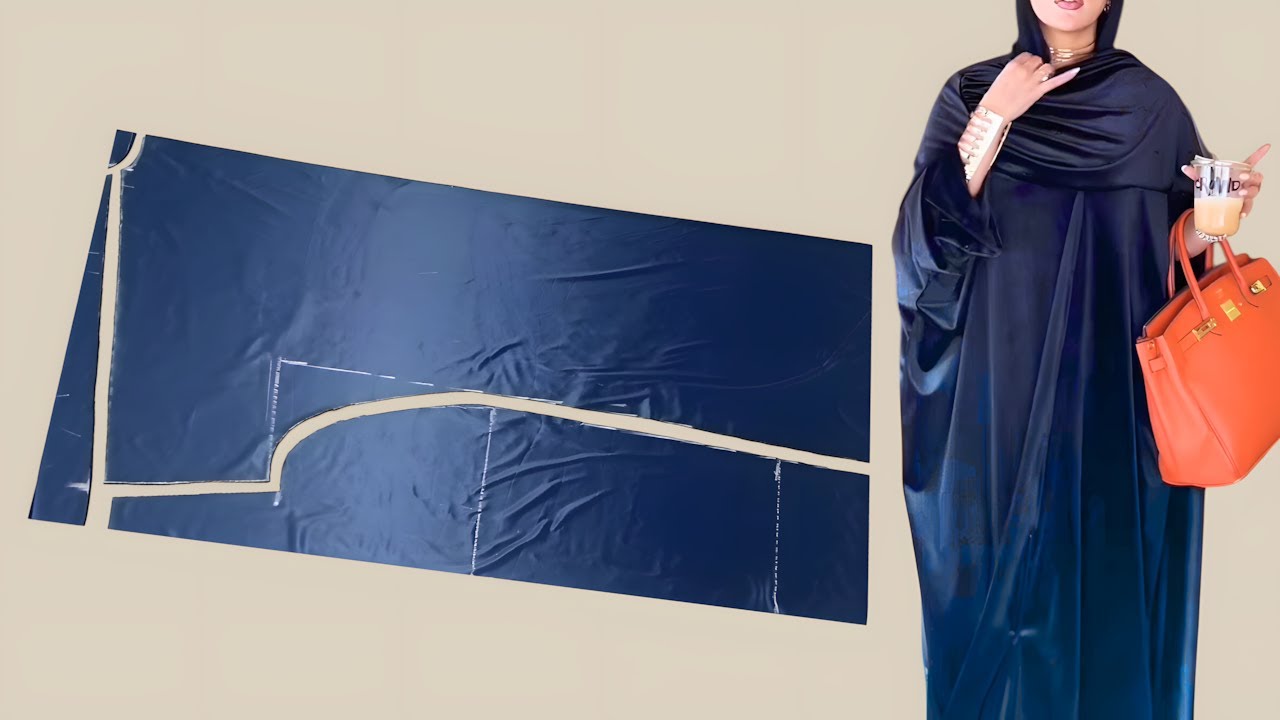 Easiest Way to Sewing a Velvet Abaya with a Shoulder Attached Shawl Step by Step