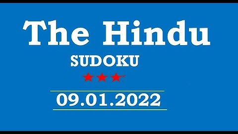 The Hindu  Sudoku Jan 09, 2022 - 3 Star - Step By Step Solution
