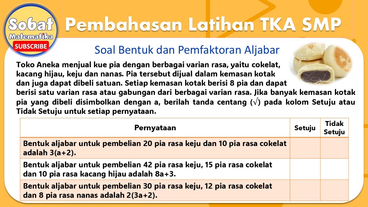 Soal Aljabar dan Pemfaktoran Pembahasan Latihan Tes Kemampuan Akademik TKASMP #tkasmp #matematikasmp