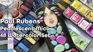 Paul Rubens 48 Glitter Metallic Watercolor Set Review vs. 24 Set Colors + Are Mica Paints Lightfast?