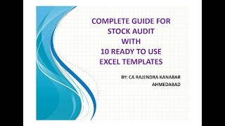 STEP BY STEP _STOCK AUDIT  - PRACTICAL GUIDE  WITH 10 EXCEL TEMPLATES