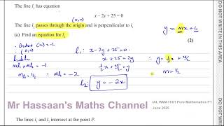 WMA11/01, (Edexcel), IAL, P1, June 2025, Q5, Straight Line Graphs