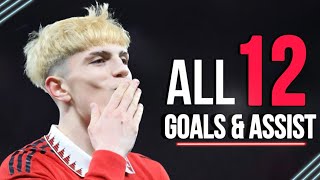 Alejandro Garnacho - All 12 GOALS \& ASSISTS in 2022\/2023 for Manchester United