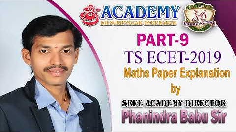 TS ECET-2019 Question Papar Solution by SREE ACADEMY Director S.PHANINDRA Sir |PART-9|