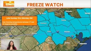 Sunday forecast: Freeze Watch likely to become warning overnight