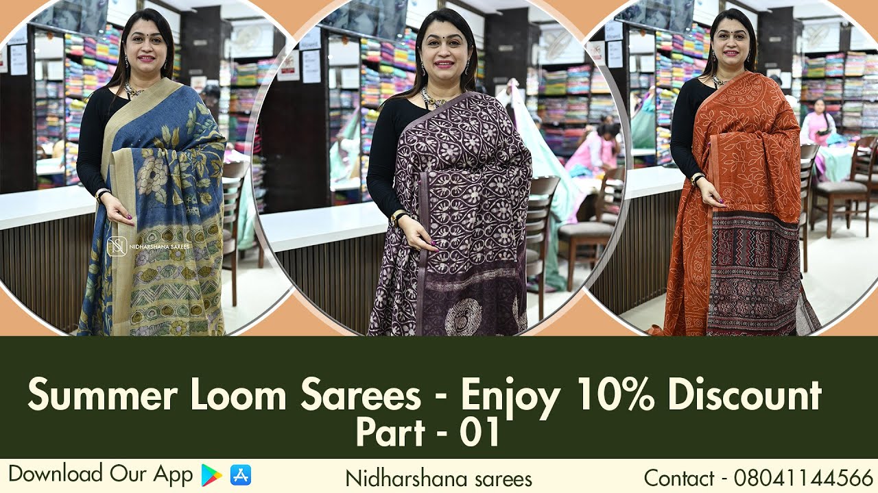 Price 1125/ Code NSCOT811 Summer Loom Sarees Enjoy 10