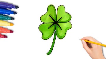How to Draw FOUR LEAF CLOVER - Easy Step by Step