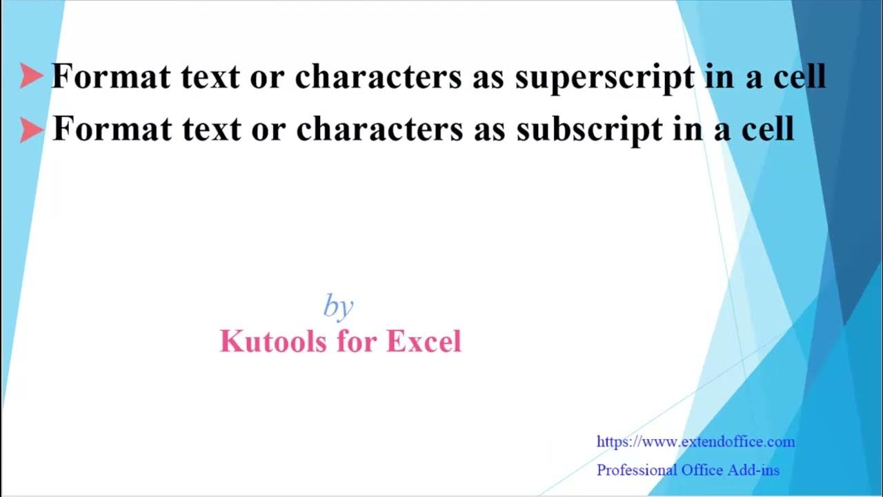 Format text or characters as superscript or subscript in Excel - YouTube