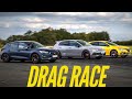 Leon cupra vs megane trophy vs golf gti 45  drag race