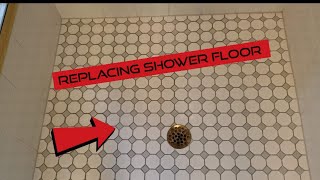 installing new shower floor on top of old one. #upgrade #diy (timelapse)