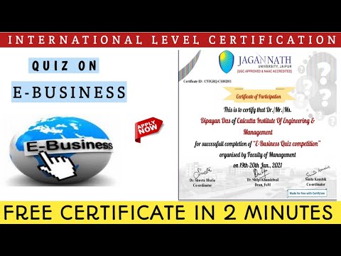 E-Business Quiz Certificate | Online Quiz On Business Management |Quiz Competition |Free Certificate