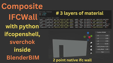 Parametric 3 layer ifc wall with python ifcopenshell code, sverchok insde BlenderBIM