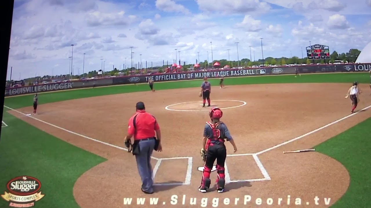 Gigi running backhand catch in left center Nationals bracket day - YouTube