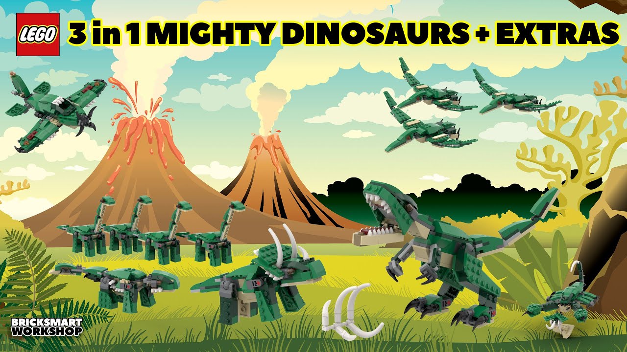 Creator 4 In1 Mighty Dinosaurs Building Toy Set For Kids Actiom