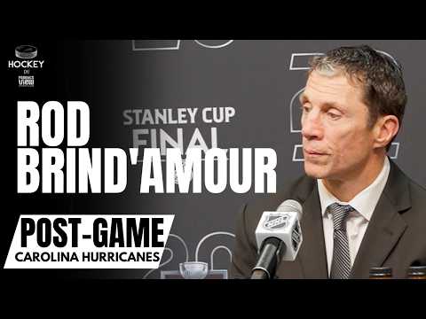 Rod Brind'Amour Recaps Carolina Hurricanes Tying Stanley Cup 2-2 vs. Vegas, Starting Brandon Bussi