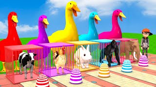 Cow Mammoth Elephant Rabbit Chicken Animals Fountain Crossing ESCAPE ROOM CHALLENGE Animal Cage Game screenshot 3