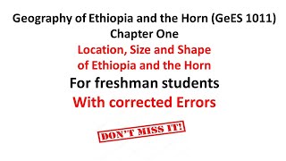 Geography of Ethiopia and the Horn (GeES 1011) | Chapter One | Location, Shape, and Size