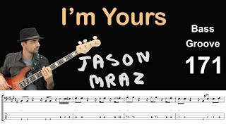 I'M YOURS (Jason Mraz) How to Play Bass Groove Cover with Score & Tab Lesson