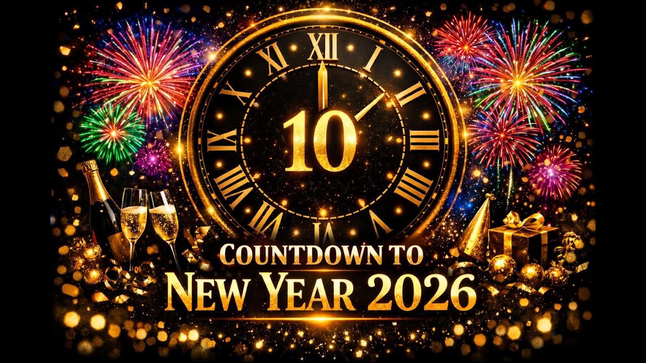 New Year Countdown 2026 | 10 Seconds Countdown with Fireworks - YouTube