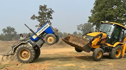 Jcb 3DX Backhoe Machine Loading Red Mud In Swaraj Tractor Trolley | JCB 3dx And Tractor Stunt Video 