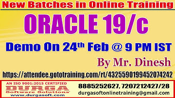 Oracle 19/c  Online Training in DURGASOFT