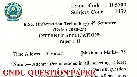 Gndu Bsc Information Technology 4th Semester Internet Applications Question Paper || Bsc it Paper