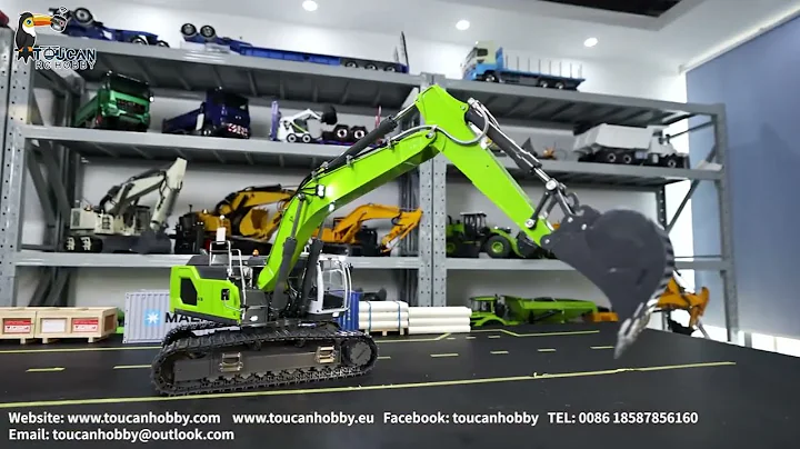 XDRC 1/14 green painting hydraulic rc excavator 945 motor, servo, ESC, sound, light TH20729