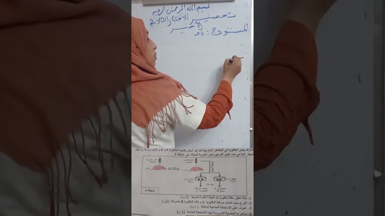 وضعية حول المناعة النوعية ذات الوساطة الخلطية تحضيرا للفصل الأخير بالتوفيق للجميع