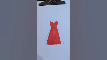 رسم فستان أحمر سهل من الدانتيل Beautiful Red Dress Drawing 