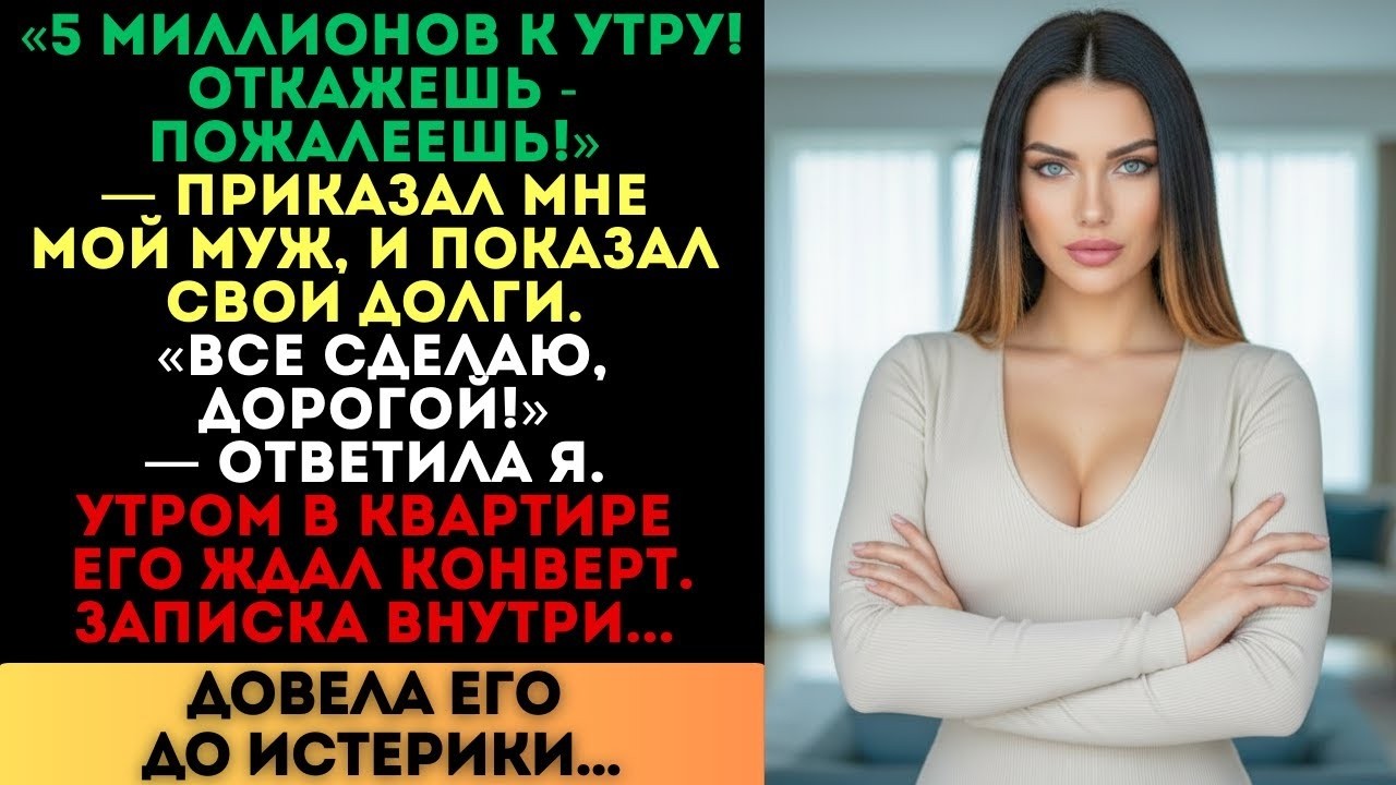 Муж потребовал 5 миллионов за долги. Я согласилась. Но утром он нашёл мой конверт
