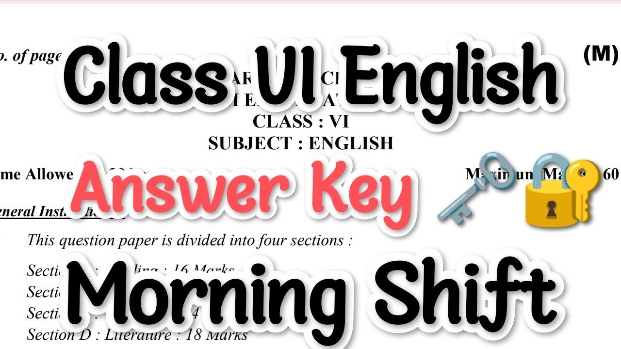 Class 6 English Answer key morning shift 26/9/2023 - YouTube