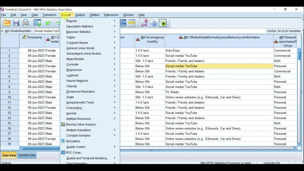 How to load responses From Google form To SPSS frequency Tables and