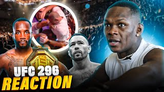 Israel Adesanya Reacts to WILD UFC 296 PPV & Sean vs Dricus Fighting in the Crowd