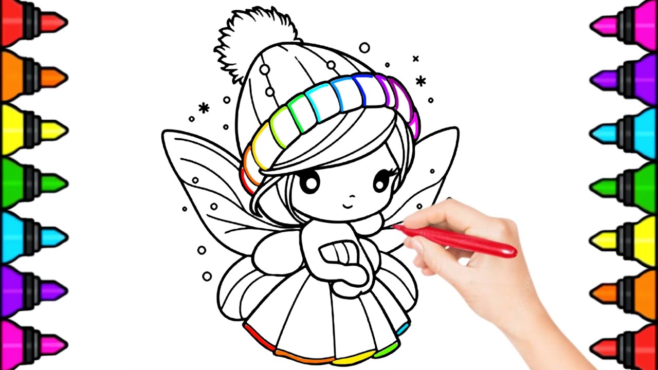 How To Draw cute A Rainbow Fairy Drawing, Painting & Coloring For Kids ...