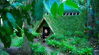 Girl Living Off Grid Built Bamboo Grass Roof House to Live in the Wild, Girl The Builder