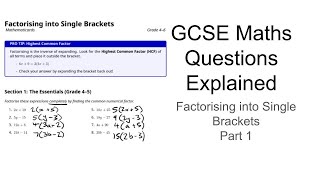 Factorising Into Single Brackets Part 1
