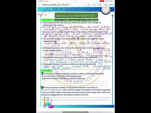 Weekly Assessment Week 8 Chemistry Sec2 First Term 2026 By Mrs Randa Hagag