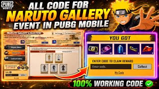 😍ALL CODES FOR NARUTO GALLERY COLLECTION EVENT IN PUBG MOBILE | FREE 50 LUCKY COINS & 8 MINI MATE... screenshot 1