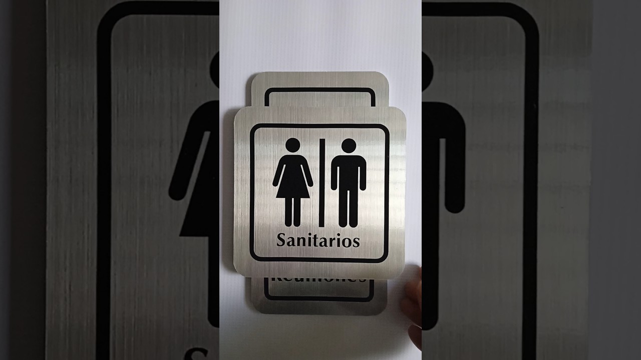 Bathroom toilet signage aviso sanitarios brush silver 