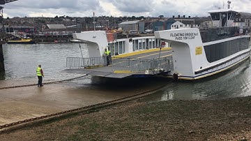 The Isle of Wight floating bridge being inspected by an engineer.